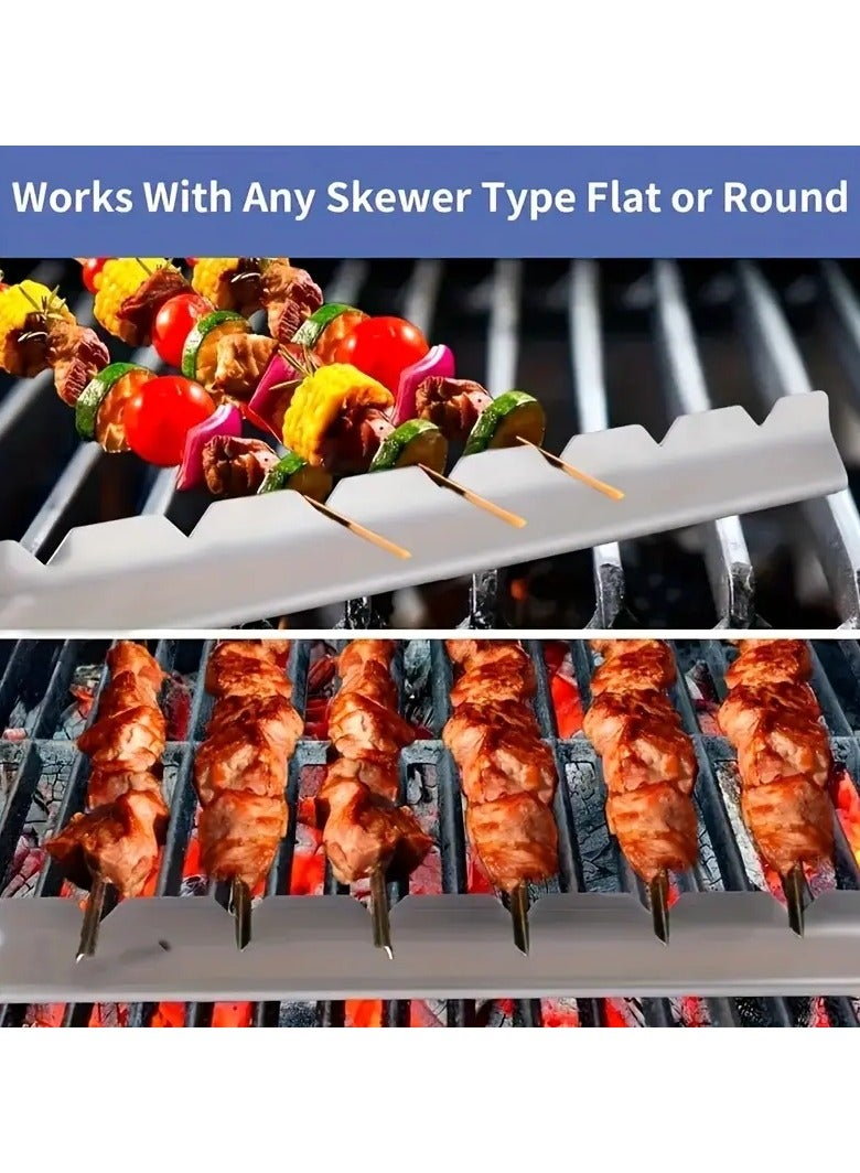 2-piece barbecue skewer rack, multi-purpose barbecue skewer rack, anti deformation barbecue skewer bracket, stainless steel tableware, barbecue skewer rack set. Suitable for kitchens, courtyards, and camping. Practical kitchen tools.  - Image 4