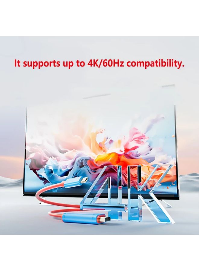 Red Blue 60W PD شاحن سفر محمول 4K HZ منفذ HDTV منافذ USB C متوافق مع Switch2 Switch OLED أجهزة الكمبيوتر المحمولة جهاز العرض - Image 5