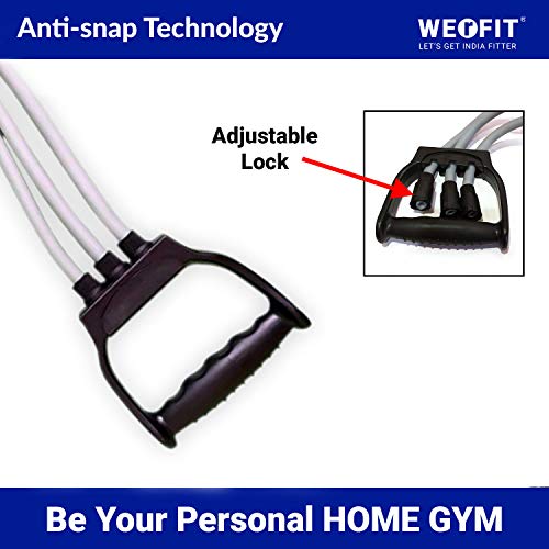 WErFIT® Professional & Adjustable Resistance Exercise Fitness Bands for Stretching, Toning and Full Body Workout for Men & Women at Home, Office, Gym and Outdoor Resistance Tube(Grey) - Image 5