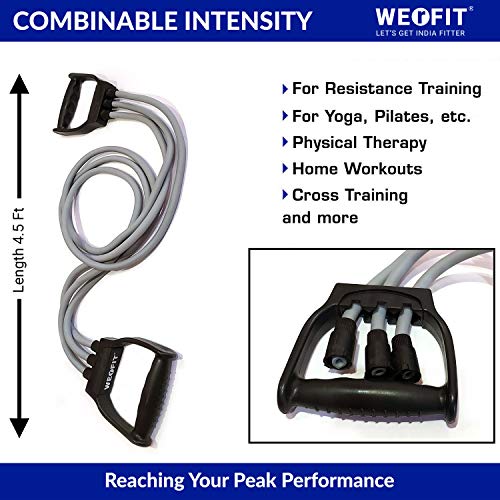 WErFIT® Professional & Adjustable Resistance Exercise Fitness Bands for Stretching, Toning and Full Body Workout for Men & Women at Home, Office, Gym and Outdoor Resistance Tube(Grey) - Image 3