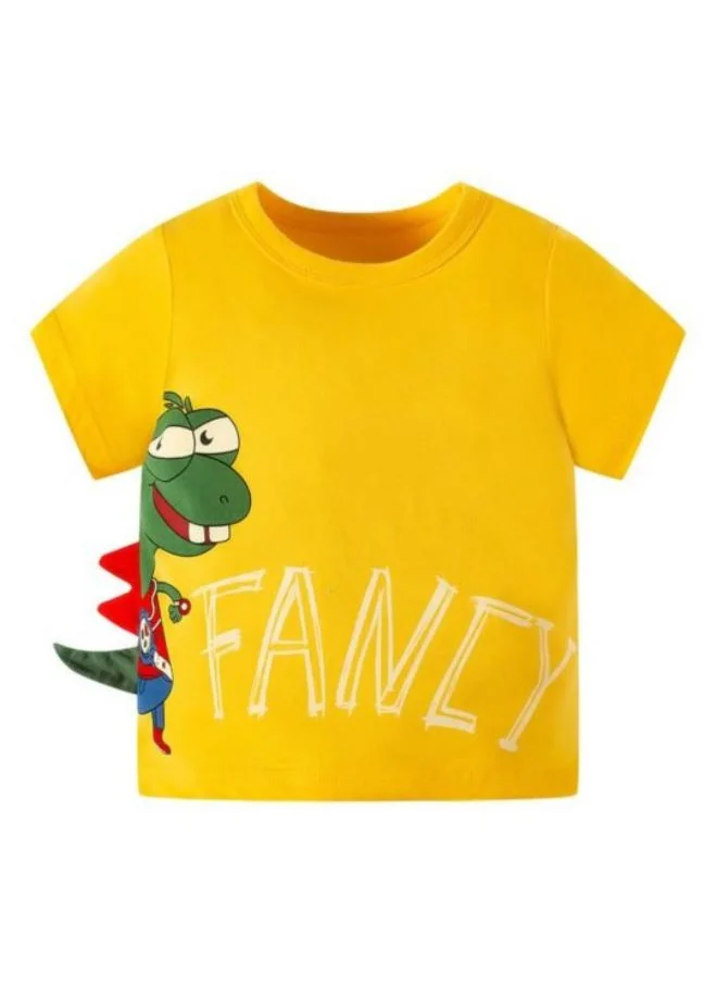 YUNIQEE Yellow Printed Short Sleeve Crew Neck T-Shirt
