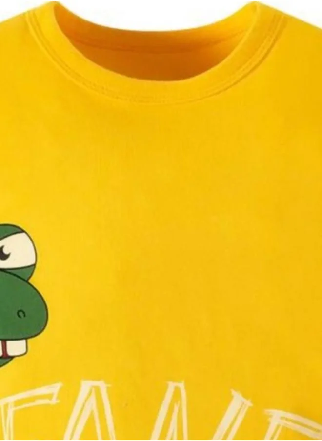 YUNIQEE Yellow Printed Short Sleeve Crew Neck T-Shirt