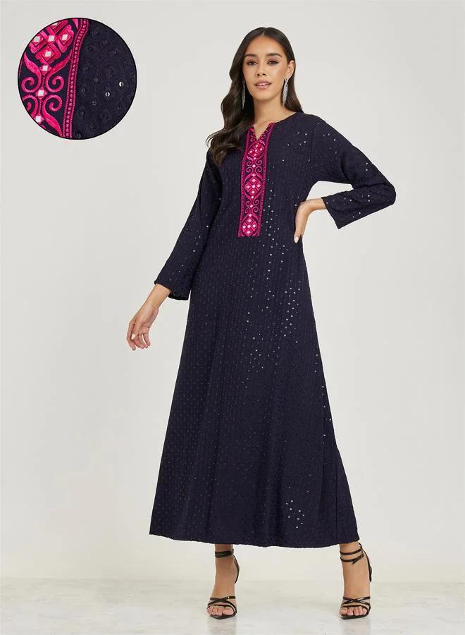 Maxim Creation Embroidery Detail Kaftan with Mirror Work by Styli