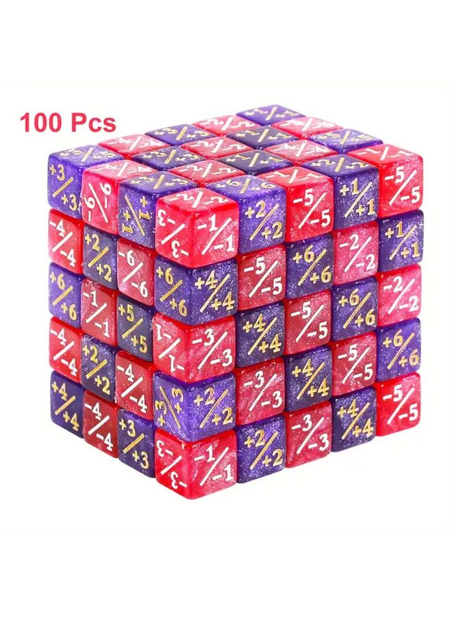 100 قطعة من نرد العد MTG 12 مم 6 جوانب زائد وناقص واحد مجموعة الرموز لإكسسوارات لعبة بطاقات TCG - Image 1