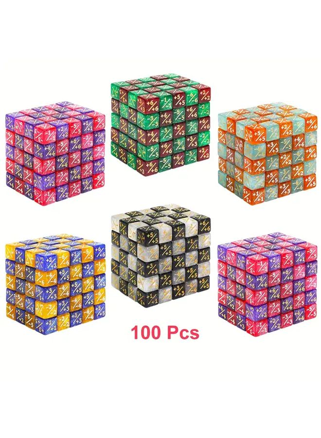 100 قطعة من نرد العد MTG 12 مم 6 جوانب زائد وناقص واحد مجموعة الرموز لإكسسوارات لعبة بطاقات TCG - Image 4
