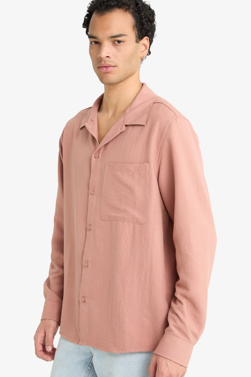 DeFacto Pink Man Relax Fit Woven Long Sleeve Shirt Casual - Image 1