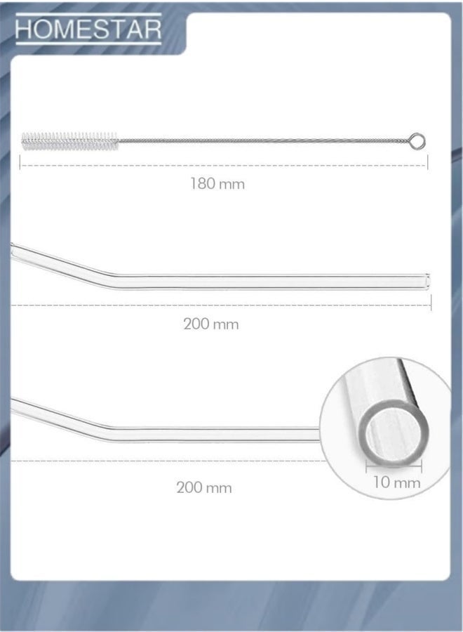 HOMESTAR Reusable Glass Drinking Straws, Clear Bent Borosilicate Glass Straw Set of 4 with Cleaning Brush, Heat Resistant Shatterproof Straws for Smoothies, Iced Coffee, Juice, Cocktails, Eco-Friendly - Image 4