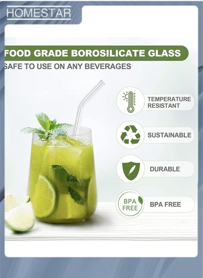 HOMESTAR Reusable Glass Drinking Straws, Clear Bent Borosilicate Glass Straw Set of 4 with Cleaning Brush, Heat Resistant Shatterproof Straws for Smoothies, Iced Coffee, Juice, Cocktails, Eco-Friendly - Image 5
