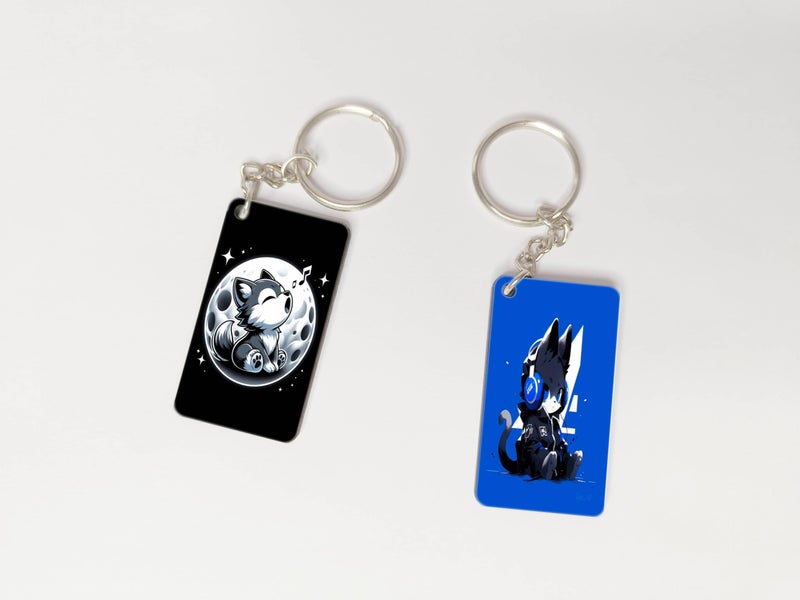OUTFITQUE OUTFITQUE Premium (Pack of 2) Anime-294 Printed Long Keychain For Bike, Scooty, Car, MDF Keyholder - Image 1