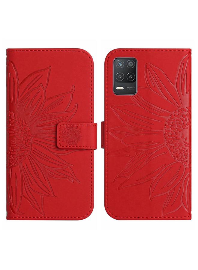 S-TOP Case For Realme 8 5G Skin Feel Sun Flower Pattern Flip Leather Phone Case with Lanyard - Image 2
