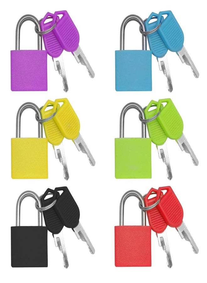 Yinpecly 6Pcs Multicolor Luggage Padlocks Set with Keys, Mini Suitcase Locks, Small ABS Plastic & Copper Locker Locks, Tiny Lock for School Gym Locker, Backpack, Journal and Jewelry Box - Image 1
