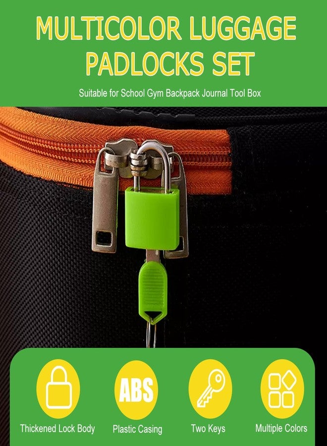 Yinpecly 6Pcs Multicolor Luggage Padlocks Set with Keys, Mini Suitcase Locks, Small ABS Plastic & Copper Locker Locks, Tiny Lock for School Gym Locker, Backpack, Journal and Jewelry Box - Image 2