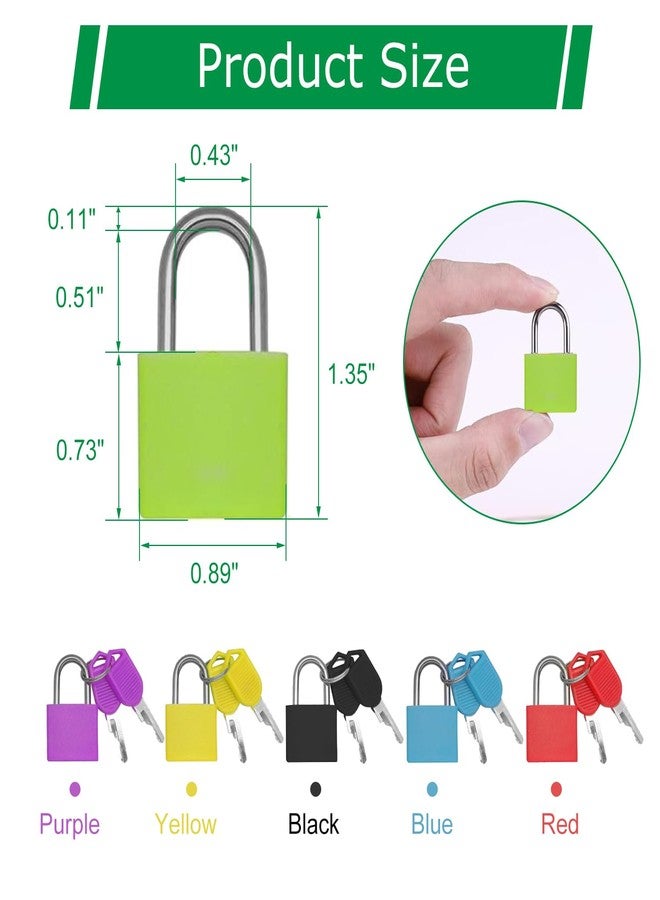 Yinpecly 6Pcs Multicolor Luggage Padlocks Set with Keys, Mini Suitcase Locks, Small ABS Plastic & Copper Locker Locks, Tiny Lock for School Gym Locker, Backpack, Journal and Jewelry Box - Image 3
