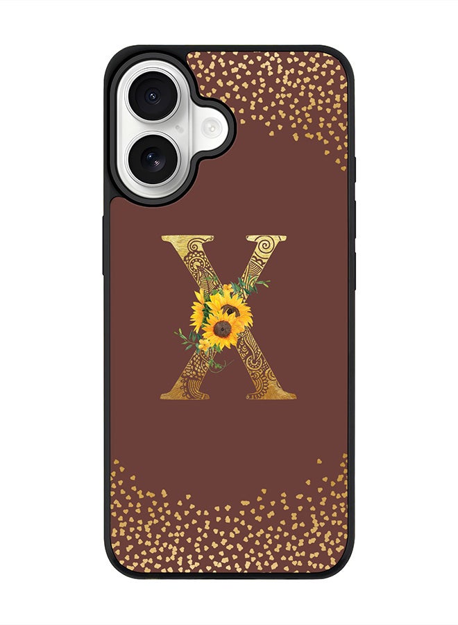 Stylizedd iPhone 17 Case, [Compatible with MagSafe] Slim Magnetic cover Phone Case iPhone 17 -Custom Floral Monogram - X  (Brown ) - Image 1