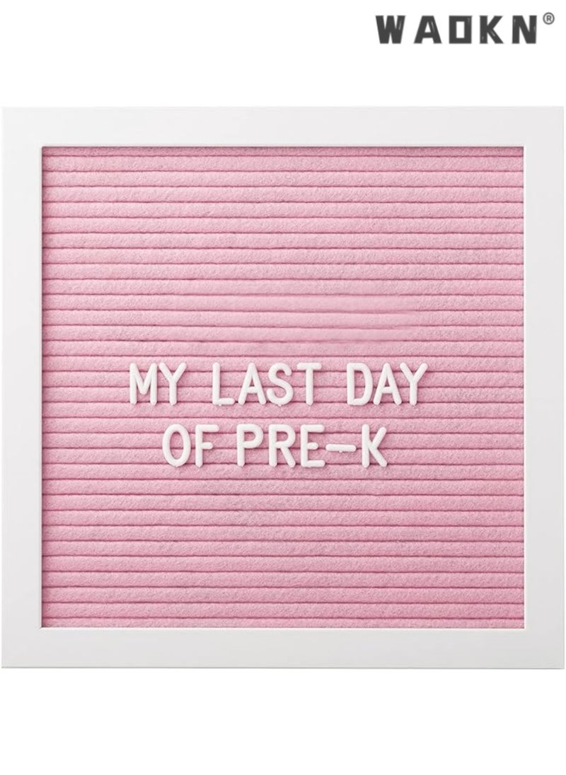 WAOKN Classic Wooden Letterboard, Baby Keepsake Photo Prop, Pink Felt Letterboard Keepsake For Milestones, Baby Girl Nursery Decor, Baby Announcement Prop, 294 Letters  - Image 3