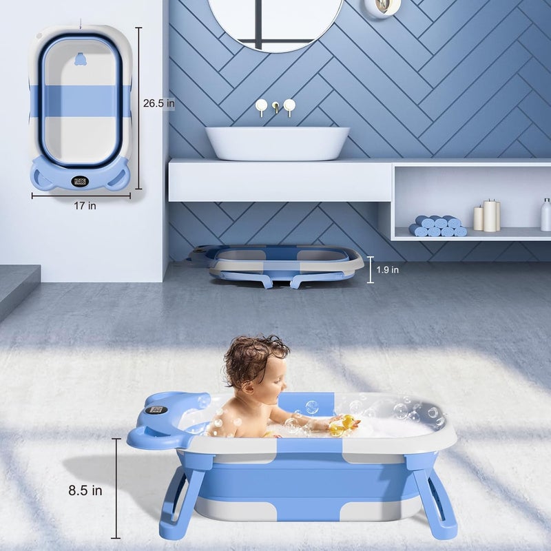 TPN Collapsible Baby Bathtub, Baby Bath Tub with Soft Cushion & Real-Time Thermometer, Baby Bathtub Infant to Toddler Tub (0-36 Months), Portable Newborn Travel Bath tub - Image 4