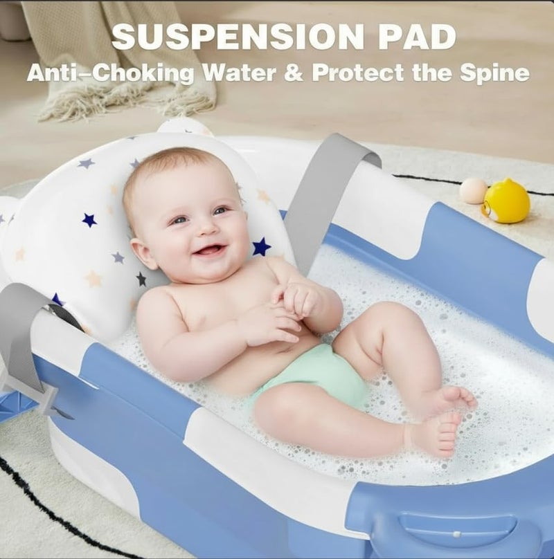 TPN Collapsible Baby Bathtub, Baby Bath Tub with Soft Cushion & Real-Time Thermometer, Baby Bathtub Infant to Toddler Tub (0-36 Months), Portable Newborn Travel Bath tub - Image 2