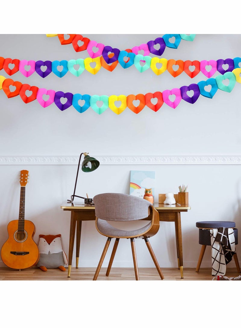 SYOSI Colorful Party Paper, 6 Pcs 60 Feet Heart Shape Hanging Decorations for Birthday Party Wedding Decorations - Image 2