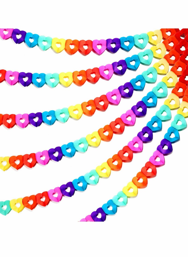 SYOSI Colorful Party Paper, 6 Pcs 60 Feet Heart Shape Hanging Decorations for Birthday Party Wedding Decorations - Image 1