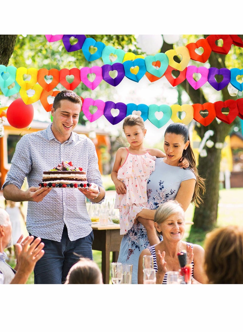 SYOSI Colorful Party Paper, 6 Pcs 60 Feet Heart Shape Hanging Decorations for Birthday Party Wedding Decorations - Image 4