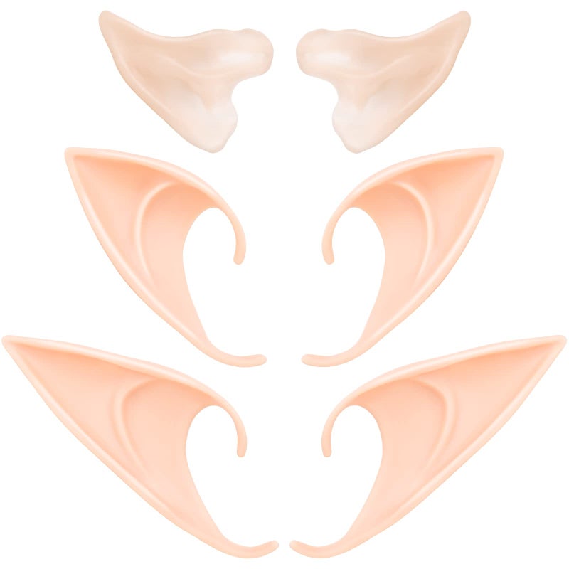 Tavery Elf Ears Cosplay Masquerade Accessories Fairy Pixie Soft Pointed Tips Anime Party Dress Up Costume for Halloween Christmas Party3 Pairs - Image 4