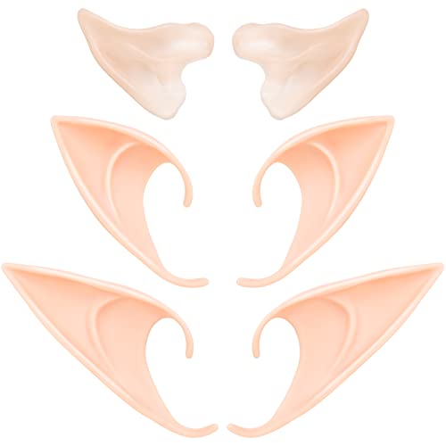 Tavery Elf Ears Cosplay Masquerade Accessories Fairy Pixie Soft Pointed Tips Anime Party Dress Up Costume for Halloween Christmas Party3 Pairs - Image 1