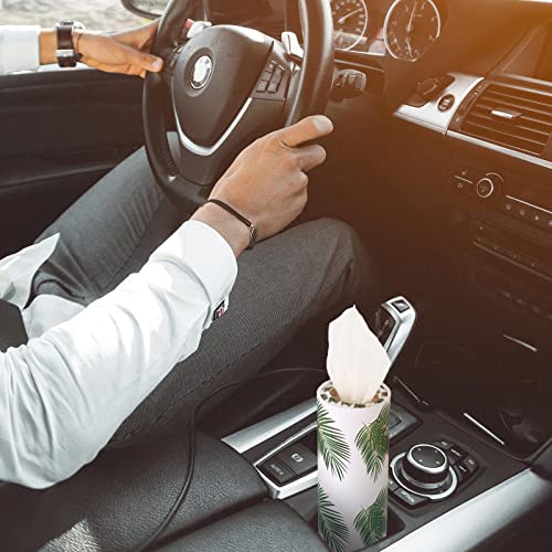 Yoande 4 Pack Car Tissues Round Tube Tissues Box with Facial Tissue Bulk Boho Green Leaf Car Travel Cylinder Holder for Cup Holder Wedding Gifts Home Bathroom Office - Image 4
