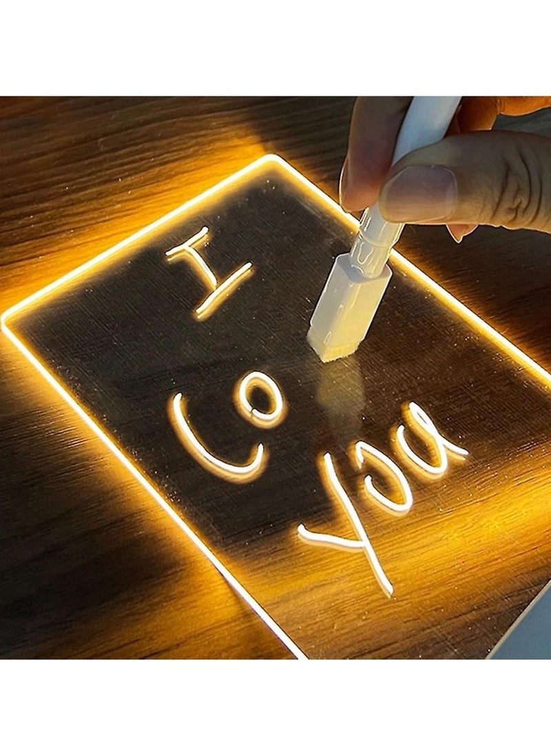 HEXABEX Acrylic Transparent Note Board LED Night Light USB Plug-in Message Board Light with Pen Erasable Writing Board  - Image 1