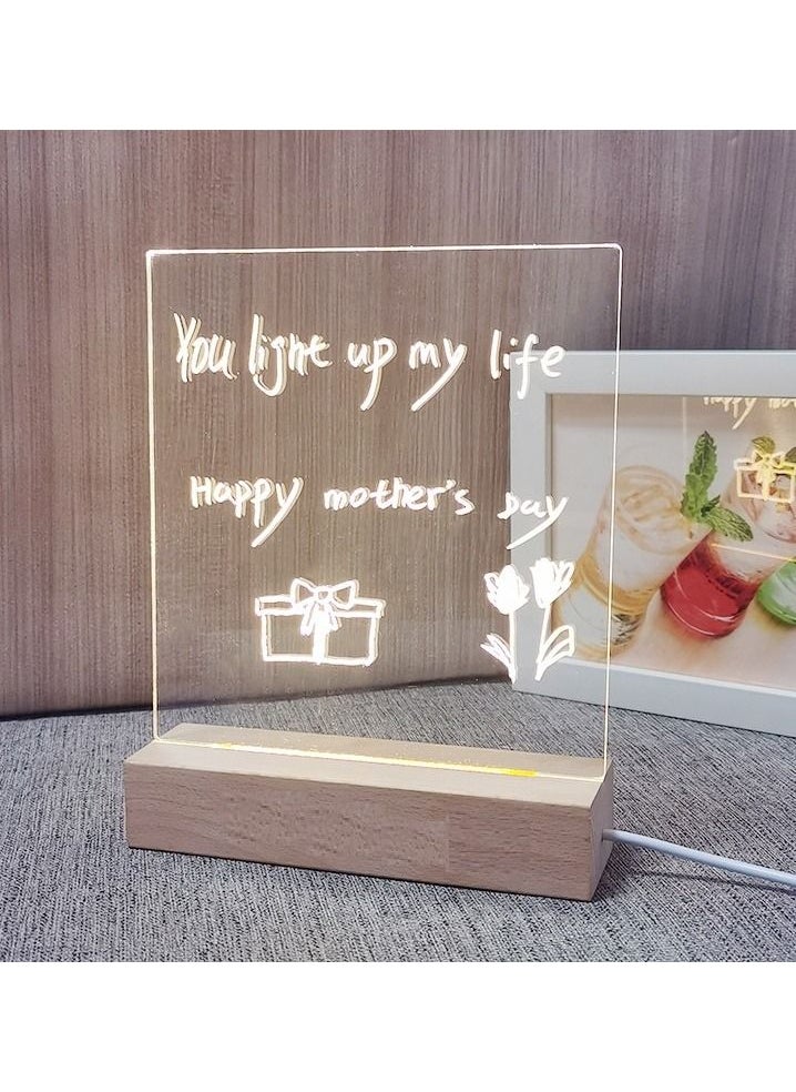 HEXABEX Acrylic Transparent Note Board LED Night Light USB Plug-in Message Board Light with Pen Erasable Writing Board  - Image 5