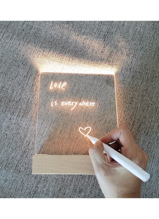 HEXABEX Acrylic Transparent Note Board LED Night Light USB Plug-in Message Board Light with Pen Erasable Writing Board  - Image 3