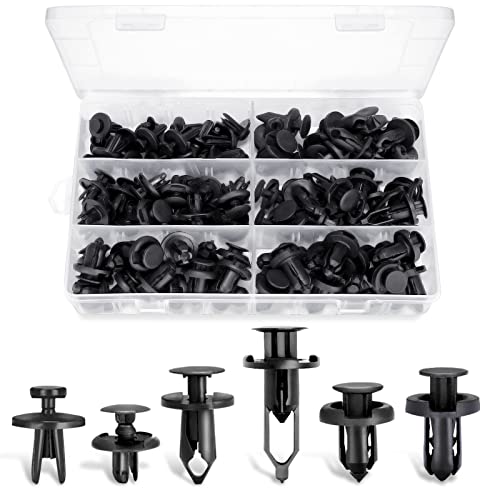 Ginsco 102pcs 6.3mm 8mm 9mm 10mm Bumper Push Fasteners Rivet Clips Expansion Screws Replacement Kit - Image 1