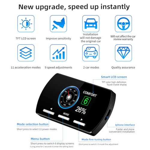 MAIMEIMI Throttle Response Controller 9 Drive Modes Throttle Controller MAIMEIMI Electronic Racing Accelerator Compatible with Dodge Ram 1500 New Body Style,Jeep Wrangler JL Gladiator JT,Nissan Titan Trucks - Image 3