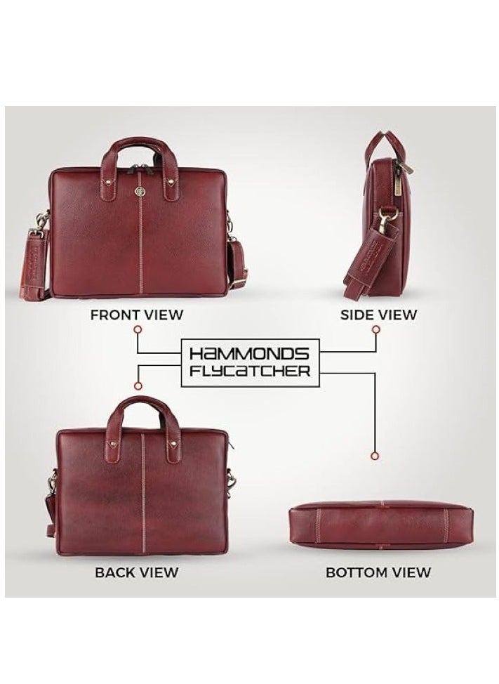 HAMMONDS FLYCATCHER - Leather Office Messenger Laptop Bag LB105BR Fits 14 Inch Laptop - Image 1