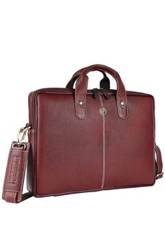 Leather Office Messenger Laptop Bag LB105BR Fits 14 Inch Laptop