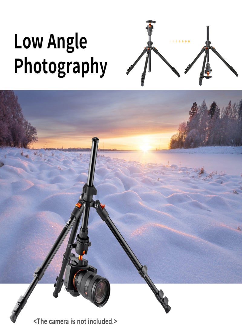 Portable Camera Tripod Stand Aluminum Alloy 160cm/62.99 Max. Height 8kg/17.64lbs Load Capacity Low Angle Photography Travel Tripod with Carrying Bag for DSLR Cameras - Image 2