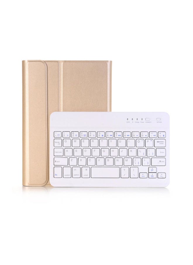 NIBEMINENT - Wireless Keyboard With Case For Apple iPad Mini 4 Gold/White - Image 1
