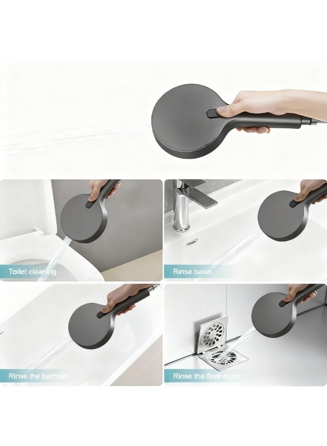 رأس دش يدوي عالي الضغط مع تحكم منزلق، 3 أوضاع رش، لوحة كبيرة مقاس 5.3 بوصة، خرطوم مقاس 59 بوصة وحامل، سهل التركيب - Image 2