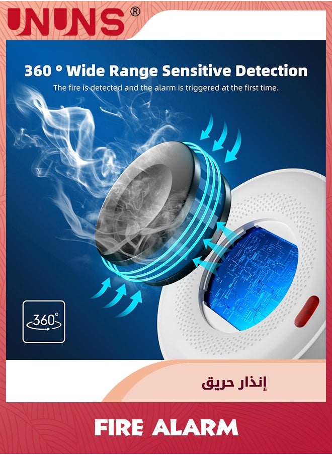 UNUNS WiFi Detector Fire Alarm,Smart Alarm With App Notifications And Alarm Records,Wireless Fire Detector With Replaceable Battery,Auto-Check,Works with Tuya Smart And Smart Life App  - Image 4