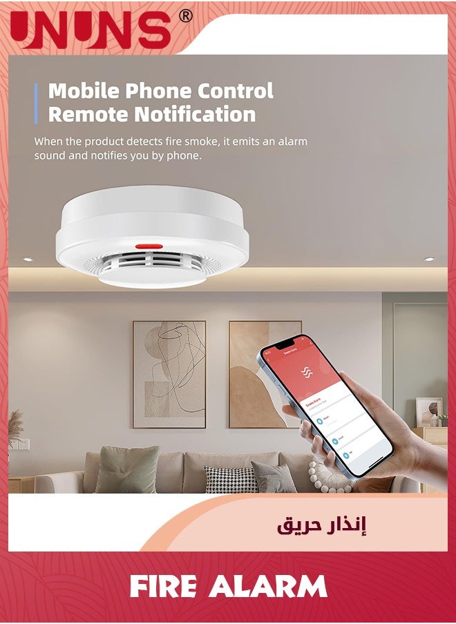 UNUNS WiFi Detector Fire Alarm,Smart Alarm With App Notifications And Alarm Records,Wireless Fire Detector With Replaceable Battery,Auto-Check,Works with Tuya Smart And Smart Life App  - Image 5