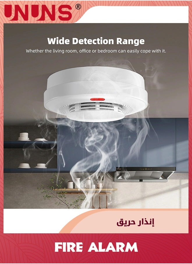 UNUNS - WiFi Detector Fire Alarm,Smart Alarm With App Notifications And Alarm Records,Wireless Fire Detector With Replaceable Battery,Auto-Check,Works with Tuya Smart And Smart Life App - Image 1