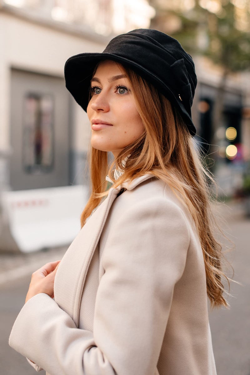 Comhats Womens 1920 Vintage Fedora Bowler Cloche Bucket Church Derby Party Hat Fall Winter Floppy Ladies Black - Image 2
