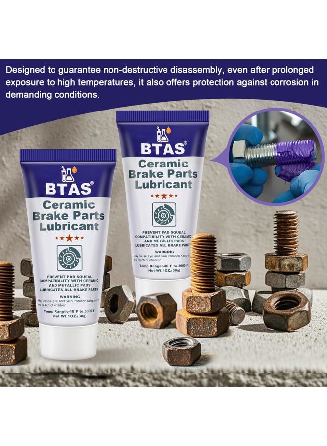 BTAS Brake Anti Seize&Squeal Synthetic Ceramic Grease 1 oz 2 Pcs,Caliper Pad Pin Parts Assembly Lubricant,High Temp Anti Seize Moisture Rust and Corrosion Resistant for Automotive - Image 4