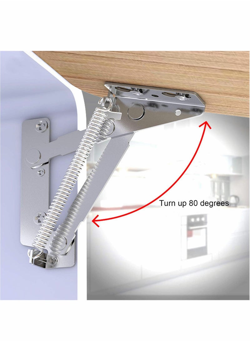 80 Degree Cabinet Door Hinge, 2PCS Lift Up Flap Top Door Hinges  Hydraulic Hinges Cabinet Hinge Folding Sofa Bed Spring Hinges for Kitchen Wardrobe Cupboard Cabinet Pneumatic Stop Support Max 10 kg  - Image 5