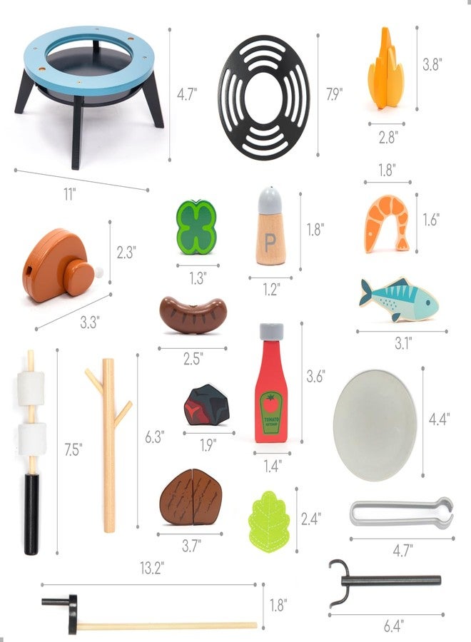 UMU Kids Grill Set, Pretend Play BBQ Toys with Wooden Grill, Cutting Food, and Cooking Accessories - Play Kitchen Outdoor & Indoor Barbecue Toy for Toddlers and Kids Age 3 4 5 6 7 8+ - Image 5