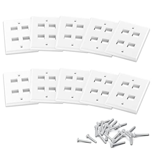 iwillink 4-Port Keystone Wall Plate 10-Pack, Low Profile Ethernet Wall Plates for Keystone Jack, White - Image 5