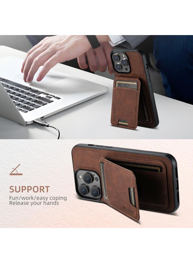 Suteni Case For iPhone 16 Plus H02 Litchi Leather Card Wallet Stand Back Phone Case - Image 3