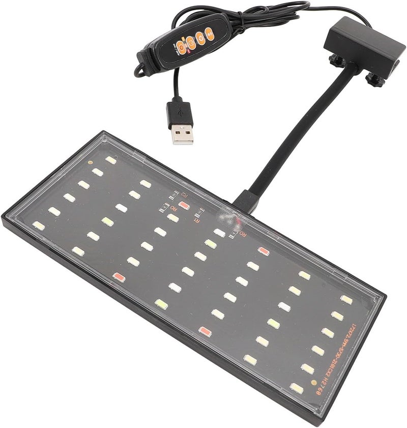 Dpofirs LED Clamp Light for Aquariums | USB Powered Dimmable Fish Tank Light with 10 Brightness Levels & Timer - Image 2