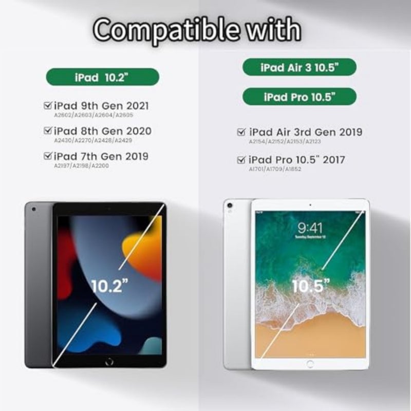 حافظة لوحة مفاتيح EURCRBU لجهاز iPad 9th/8th/7th Gen 10.2 بوصة/iPad Pro 10.5 بوصة، تدعم لوحة مفاتيح بلوتوث ثنائية اللغة الإنجليزية والعربية، وحامل قلم مدمج، وحافظة ذات إضاءة خلفية ملونة مبهرة - أسود - Image 2