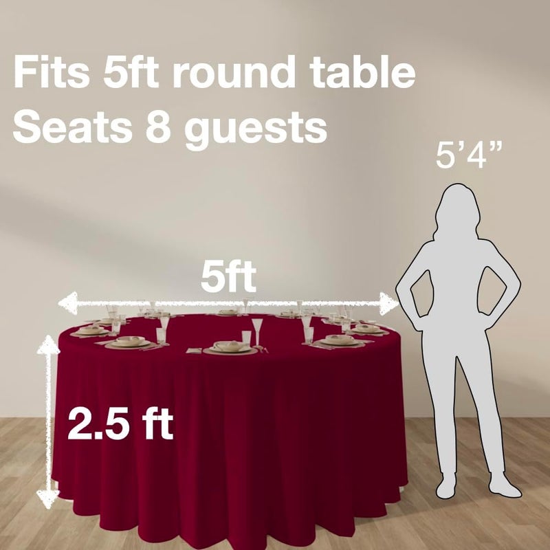 Urby Round Tablecloth for 1.5–1.8 m Round Folding Table with 6 Chairs, 304.8 cm, Burgundy, Ideal for Party, Wedding, Banquet and Events - Image 3