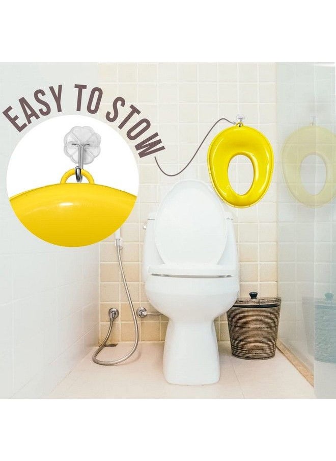 Techhark Baby Potty Training Toilet Seat For Boys And Girls Kids Nonslip With Splash Guard Fits Round & Oval Toilets Free Includes Storage Hook (Yellow)  - Image 4